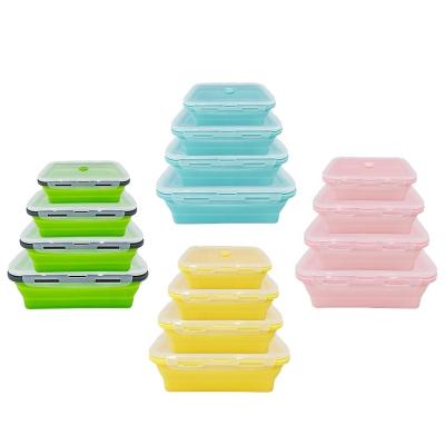 China New Disposable Folding Silica Gel Silicone Lunch Box Portable Picnic Take Out Cool-Keep Box for sale