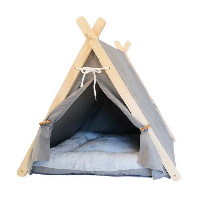 China Cotton Fabric Teepee Pet House Sustainable Foldable Indoor Waterproof Pet Teepee for sale