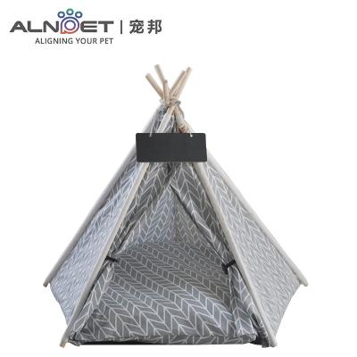 China High Quality Sustainable Wooden Cat Tent Indoor Foldable Teepee Tent For Pet for sale