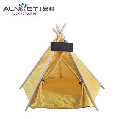 China Sustainable Hot Sale Pets Foldable Dog Tent Pine Soft Pole Dog Teepee With Cushion High Quality for sale