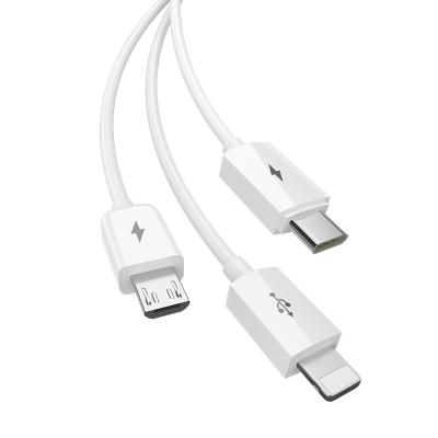 China Fast Charging 3 in 1 Cable Phone Charger Kit Usb C Lighting Cable Usb Cable 3 in 1 For Iphone for sale