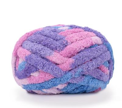 China Anti-Bacteria Knit Giant Soft Velvet Crochet Polyester Variegated Chunky Chenille Yarn 2 cm For Crocheting for sale