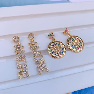 China BOHEMIA BD-C728 Rainbow Color Crystal Pave Drop Earring Fashion CZ Micro To Pave Stud Earrings For Daily Life for sale