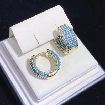 China BD-E2131 Cute Rainbow Micro Pave Earring Cubic Zirconia CZ Pave Earring Circle Earring for sale