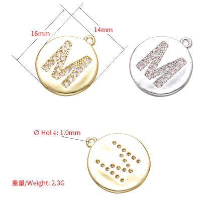 China Newest BD-E1908 CZ Initial Charms, CZ Pave Gold Uppercase Initial Charms, 26 Letter Alphabet Dangle Charms for sale