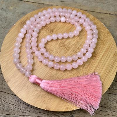 China BD-C479 BOHEMIA New Arrival Tassel Necklace With Natural Rose Quartz Gemstone Beads Wholesale for sale