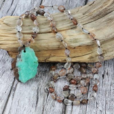 China BD-E104 BOHEMIA New Design Australia Natural Jade Necklace With Long Quartz Beads Shape Irregular Necklace for sale