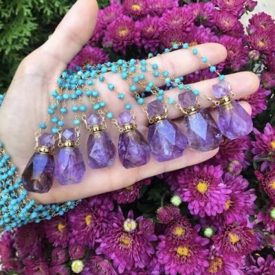 China BD-L059 Various BOHEMIA Bottle Shaped Natural Gemstone Pendant Necklace Essential Amethyst Charm for sale