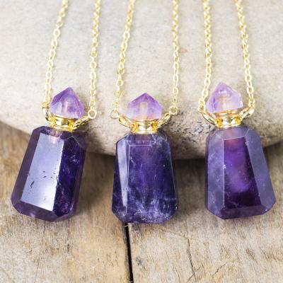 China Wholesale Jewelery Customized Newest Perfume Bottle Necklace Amethyst BD-B1011 Quartz Pendant Necklace for sale