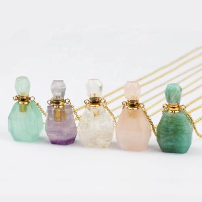 China BOHEMIA BD-E190 Gemstone Unique Chain Necklace Bottle Essential Oil Magic Gold Color Thin Necklace for sale