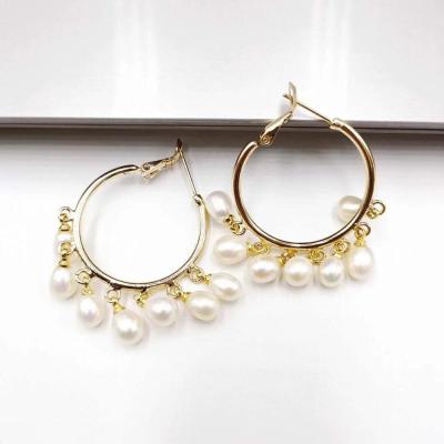 China 2020 BOHEMIA BD-A885 Pearl Drop Earrings High Quality Freshwater Hoop Earrings Circle Gold Plating Fine Jewelry for sale