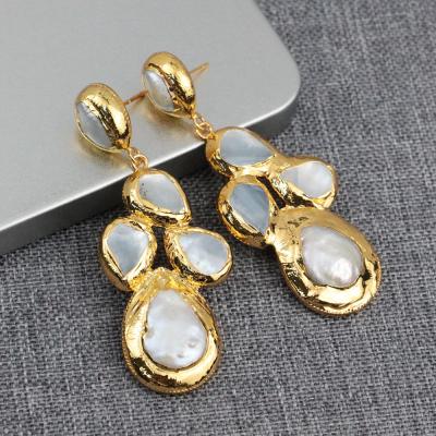 China Wholesale Natural Freshwater BOHEMIA Pearl Earring Jewelry BD-T358, Fashion Pearl Plating Big Earrings for sale