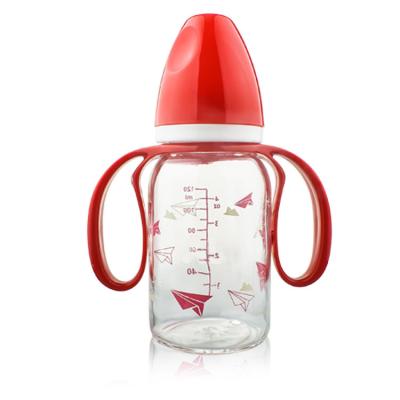 China BPA Free OEM Wholesale Baby Feeding Bottle With Silicon Nipple 240ml 8oz Natural Glass Milk Bottle for sale