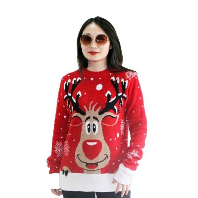 China plus size Christmas Apparel Winter Anti-Wrinkle Casual Sweater Sweaters Elegant Eco Shape Women's Pullover Christmas Sweaters for sale