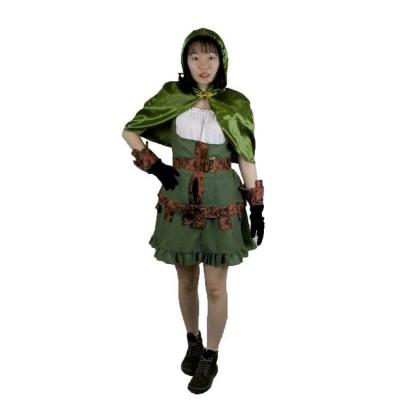 China Custom Made Polyester Adult Halloween Samba Carnival Party Set Dress Up First Party Cosplay Green Fairy Costume for sale