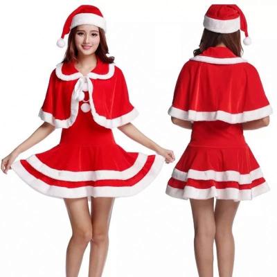 China Adult Hooded Costume Christmas Party Costume Velvet Santa Claus Girl Dress Costume For Women for sale