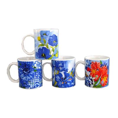 China Viable Ceramic Mug 320ml Coffee Mugs Wholesale Party Blue Style Printed Ceramic Mug for sale