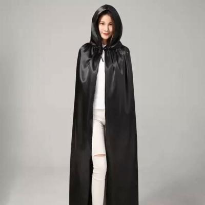 China Polyester Witch Cape Halloween Black Red Purple Hooded Cloak for sale