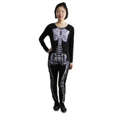 China New Fashion Adult Halloween Carnival Girls Cosplay Acrylic Sexy Black Dress Skeleton Party Costume For Women for sale