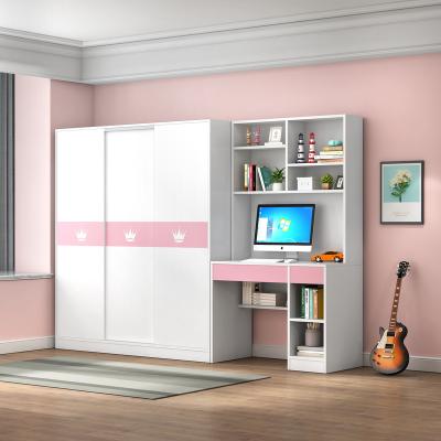 China Sale Modern Simple Sliding Door Wardrobes Kids Bedroom Cabinet For Girls 3 Door Wardrobe Office Set for sale