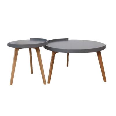 China Natural Mateiral 2021 Design Living Room Furniture Round Coffee Nesting Tables Popular Set Natural for sale