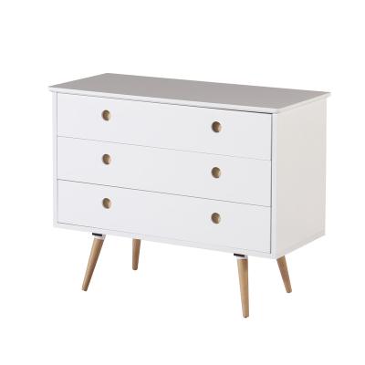 China Eco-Friendly Scandinavian Furniture Wooden Chest Small Drawers 3 Drawer Storage Cabinet White Wooden Corner Design for sale