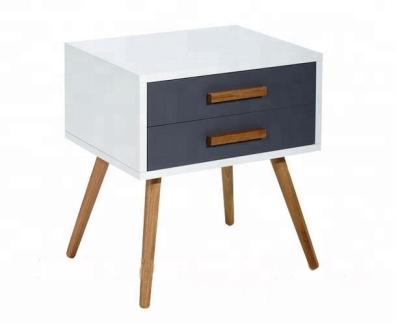 China Modern Wooden Bedroom Furniture Bedside Table 2 Drawer Single Night Stand for sale