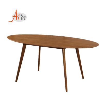 China Modern Design Eco-friendly Wooden Restaurant Dining Table Oval Base Large For Kitchen Furniture for sale