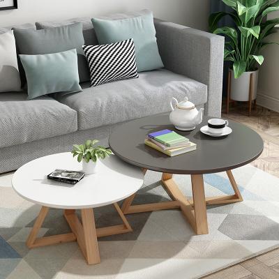 China Modern Luxury Round Nesting Coffee Table Multifunctional Scandinavian Wood Furniture Round Coffee Table Set 2 for sale