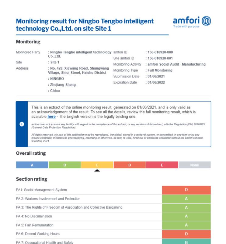 BSCI - Ningbo Tengbo Intelligent Technology Co., Ltd.