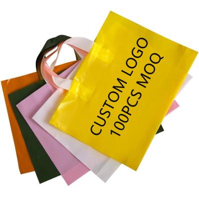 China 30*40cm Recyclable Logo Print Promotional Shopping Plastic Bag With Handle for sale