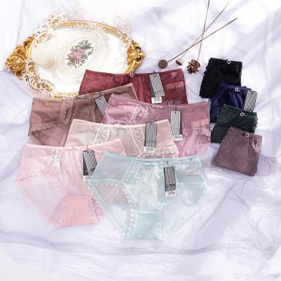 China Cotton Breathable Sexy Hot Women Briefs Lightweight Comfortable Ladies Panties Lace Up Trim Women Panties for sale