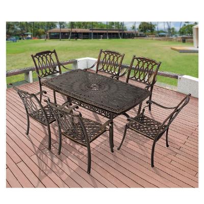 China Mid Century Modern Courtyard Dining Table Set Metal Outdoor Dining Table and Modern Chair and Chair Set Courtyard Garden Furniture for sale