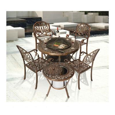 China Mid Century Modern Factory Customized Easy-to-Install Metal Dining Table And Chair Outdoor Garden Furniture Set for sale