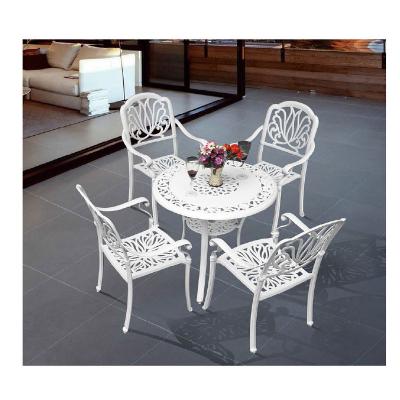 China Mid Century Modern Outdoor Party Table and Chair Balcony Garden Furniture Set Cast Aluminum Table and Chair Garden Furniture Set for sale