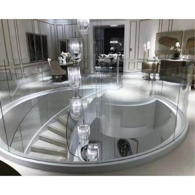 China Customized Contemporary Round Stainless Steel Tube Stair Column Handrail Railing Through Tube Swept Installation Accessories Arch for sale