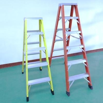 China Folding Ladders Fiberglass Twin Step Ladder En131 / ANSI FRP Double Side Ladder for sale