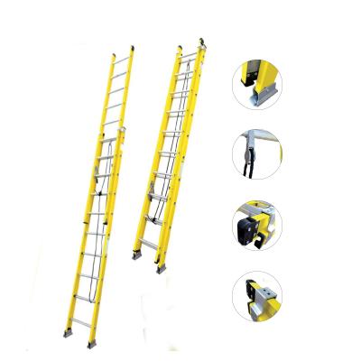 China Insulation Ladders 2 - 28 Step Aluminum Fiberglass Extension Ladder With Extension Fiberglass for sale