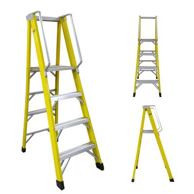 China Folding Ladders Fiberglass Podium Step Ladder 10 ft (16 ft span height) with 300 lbs. Type Ai Duty Load Capacity Rating for sale