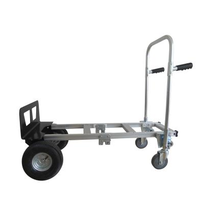 China Tools Heavy Duty 2 in 1 Aluminum Hand Truck Cart 600 Pound Weight Capacity Hand Truck Convertible Utility Cart with Pneumatic Wheel for sale