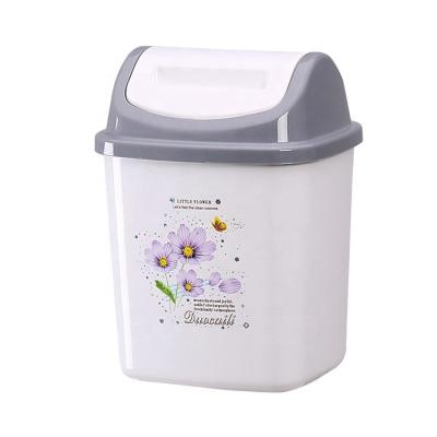 China Rolling Type Small Office Waste Bin Cover Office Waste Bin Low MOQ Mini Storage Plastic Colorful Printing Beautiful Can With Rolling Cover for sale