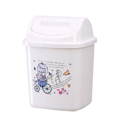 China Rolling type cover rolling type factory logo custom wholesale custom printing pp office waste paper basket plastic office trash bucket with lid for sale