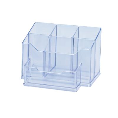 China Multifunctional Mordern Business 3 Sorting Case Desk Organizer Simple Acrylic Pen Holder Sales Transparent Plastic Factory in 1desk PS 1000PCS for sale