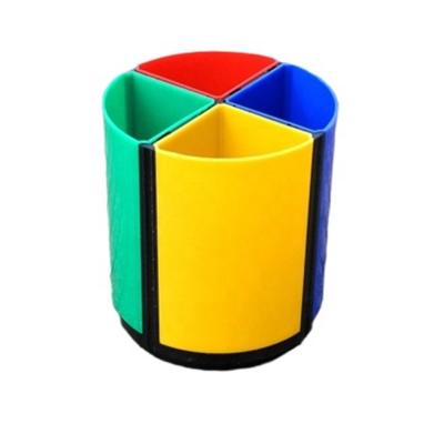 China Mordern Simple Four-grid Splicing Fashionable Cute Simple Creative Fun Multi-storage Rotating Pen Holder Plastic SL Function Desk for sale