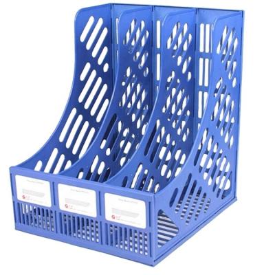 China Mordern factory three-up storage triple A4 simple file rack file rack information desk plastic file case supply for sale