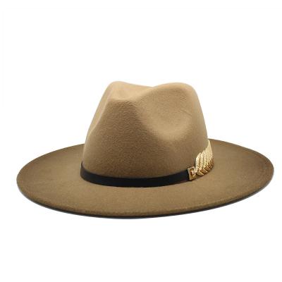 China 2022 Character Trend Fashion Wide Brim Ombre Color Gradient Lady Wide Winter Fall Panama Fedora Hat For Women Large Faux Wool Wholesale for sale