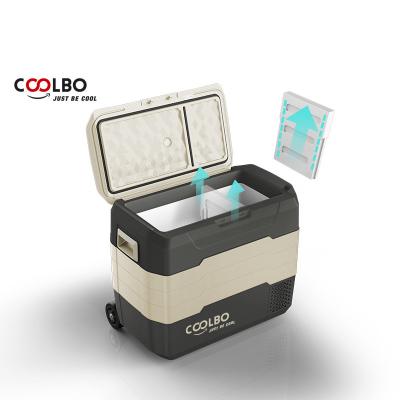 China Coolbo New China-chic New Design AWG55 Dual Zone Anti-odor Fridge APP Control USB Function Compressor Portable Car Mini Refrigerator Fridge for sale