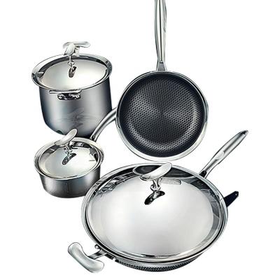 China Sustainable New Style 7 Pcs Cookware Sets Non Stick Cooking 5 Ply Stainless Steel Deluxe Cookware 500 Sets Sets for sale