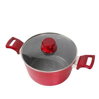 China Hot Selling High Quality Viable Hot Pots Amazon New Design Kitchen Cookware Soup Cooking Pot Nonstick Coating Aluminum Red Soup and Stock Pots for sale