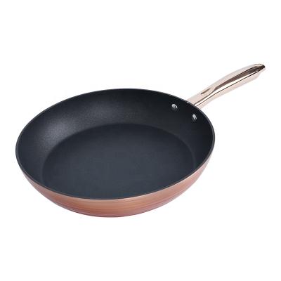 China Traditional Outlet Aluminum Pan Factory Frying Pans Non-stick Brass Kitchenware Frying Pan Packing Design for sale